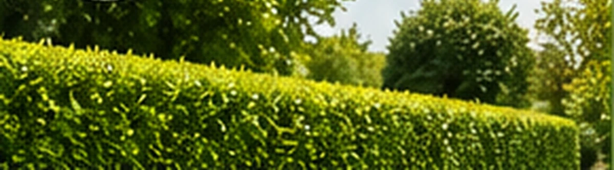 A neatly trimmed garden hedge